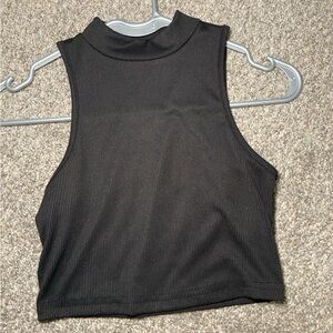 Black turtle neck cropped top